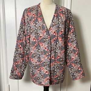 Garnet Hill Quilted Organic Cotton Jacket Cardigan Large